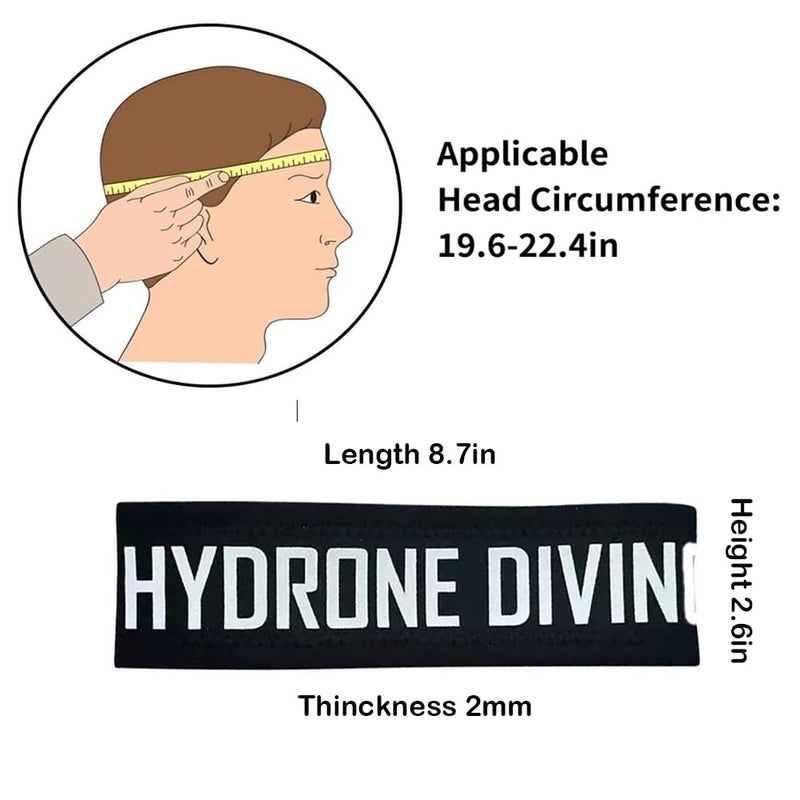 5M3M DIVING Hydrone Diving Headband 2mm Neoprene Scuba Hairband Elastic Non-Slip Swimming Headband Workout Sweat Bands for Women Men Children Scuba Dive Snorkeling Swimming Surfing (Black) - Image 5